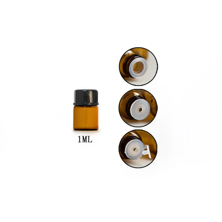 1ml 2ml 3ml 5ml Glass Vial Bottles Amber Color with Black Cap and Three Kinds of Tips Gasket for Samples Filling Use
