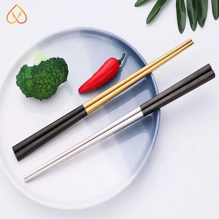 Red  reusable gift set Chinese style Korean wedding 304 stainless steel wholesale chopsticks