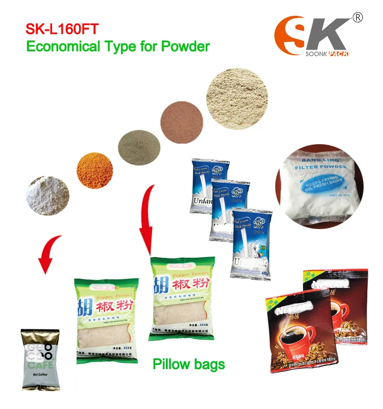 SK-160F Powder Vertical Automatic detergent powder pouch filling four side manufacture Packaging Machine