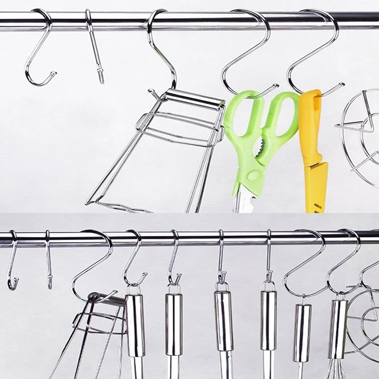 Heavy Duty Solid 304 Stainless Steel S Shaped Hanging Metal Hooks for Kitchen Pot Pan