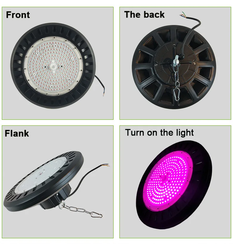 IP65 200W UFO Indoor LED Grow Lights with  high bay light aluminum heatsink for indoor and outdoor greenhouse plants