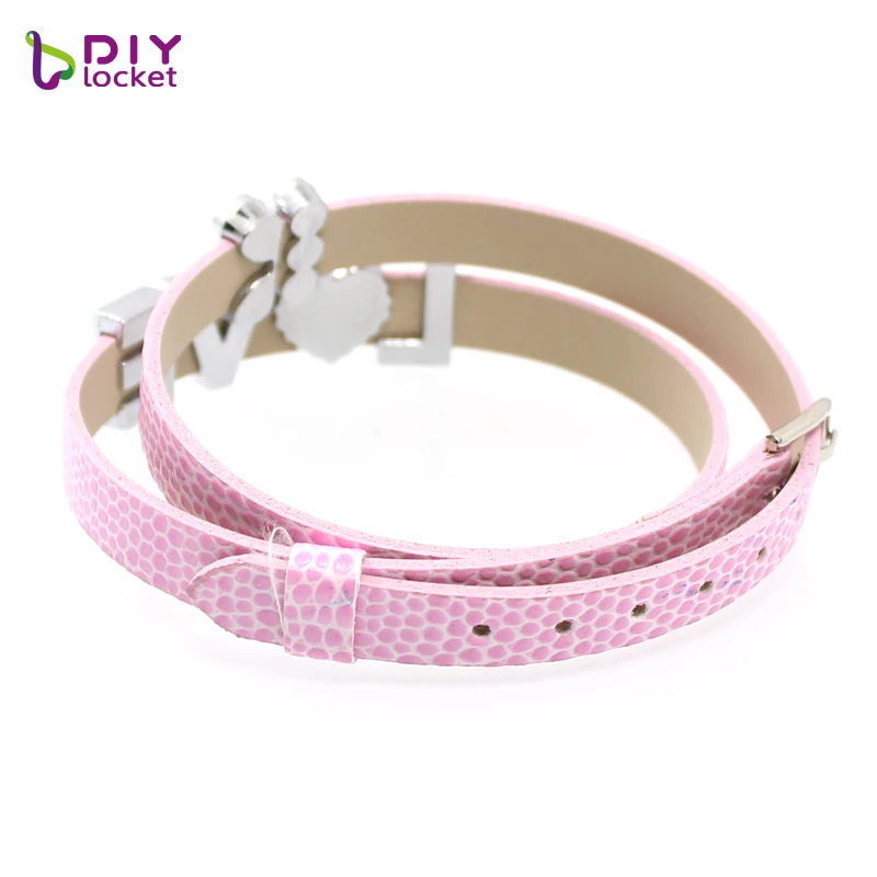 Wholesale 8mm Double Snake PU Leather Bracelet DIY Personalized Wristband Fit Slide Letter Charm ,Accept Custom Bracelet