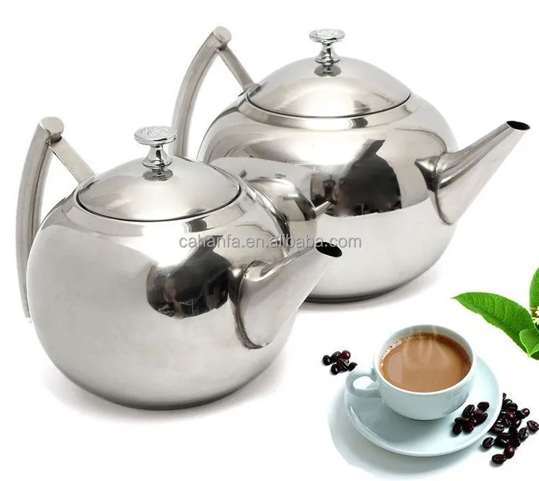 Newness Polished Stainless Steel Teapot with Lid Tea Kettle for Home Teapot with Tea Filter