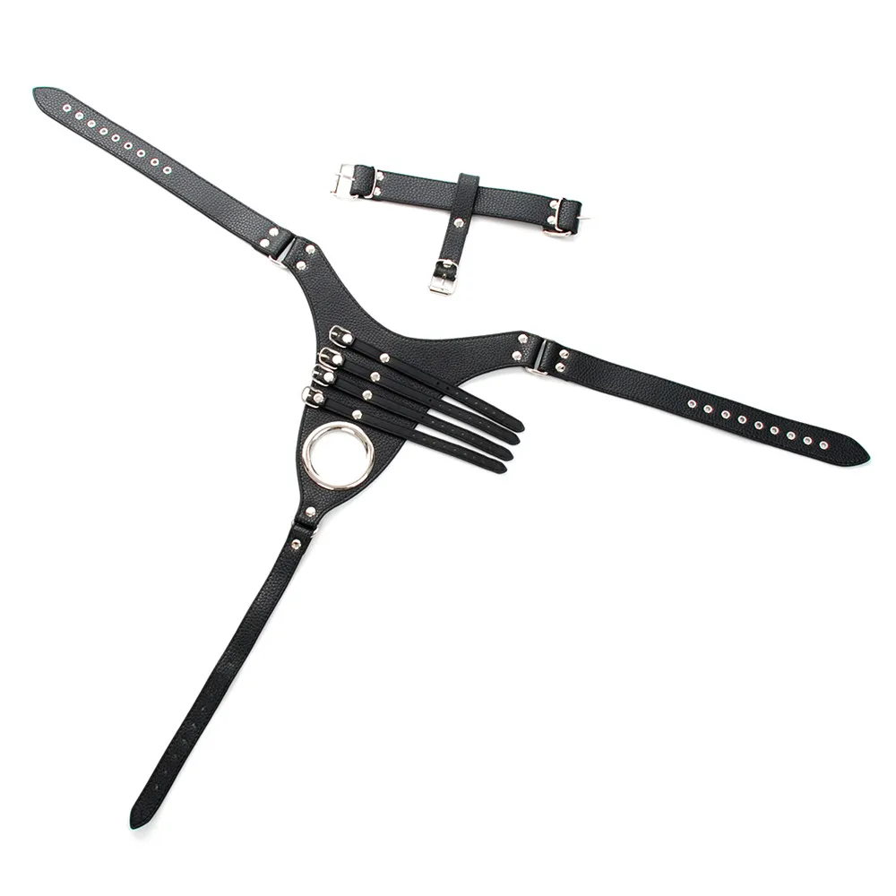 Leather Chastity Cock Cage Fixed Penis Ring Male Chastity Device Belt Penis Sleeve Bondage Devices Male Leather Bondage