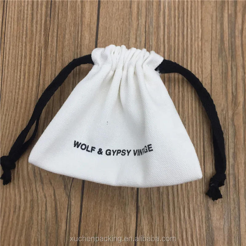 Thick beige cotton dust pouch canvas jewelry bag