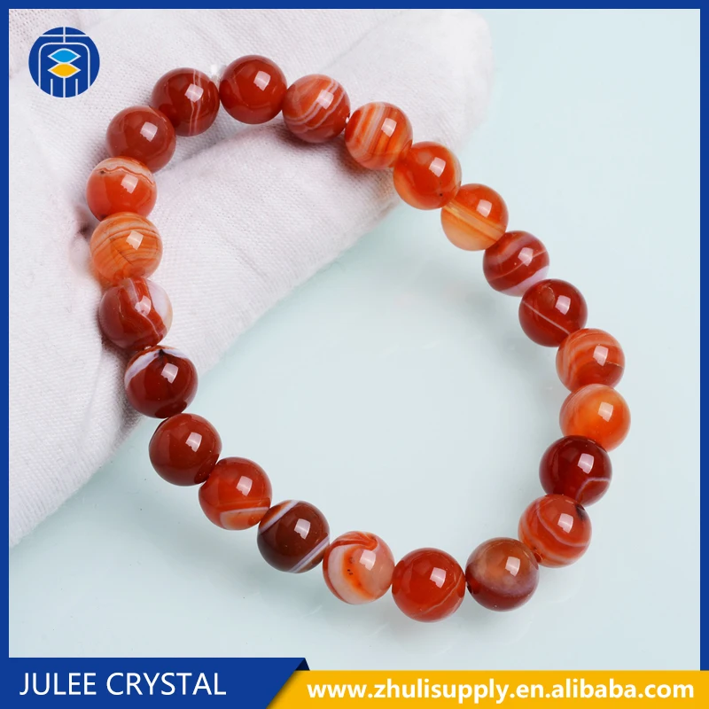 
Wholesale Handmade Colorful Smooth Round Gemstone Bead Bracelet 