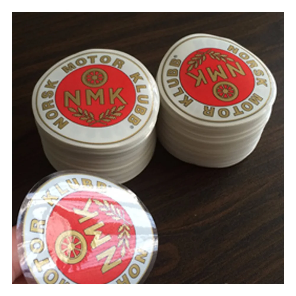 custom hologram radium logo decal sticker label,silicon rubber brand name round box ,gold foil embossed raised epoxy