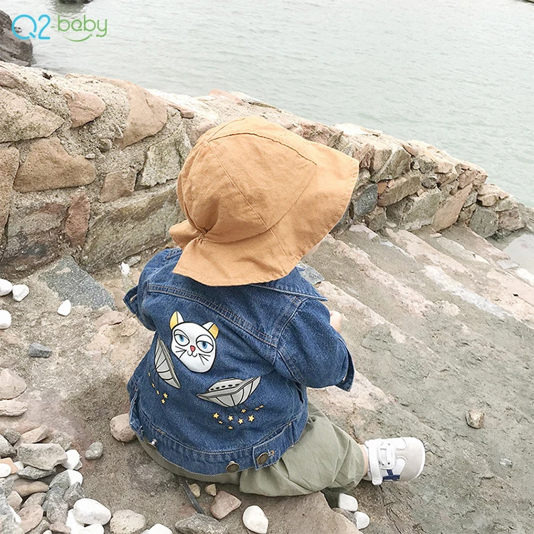 Q2-baby оптовая продажа; Одежда для малышей с животным узором; Джинсовое пальто