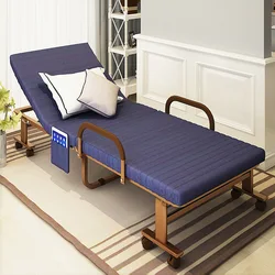 Складная кровать с регулируемым подголовником, толстый матрас со стальным ремнем и Эва (65 см)