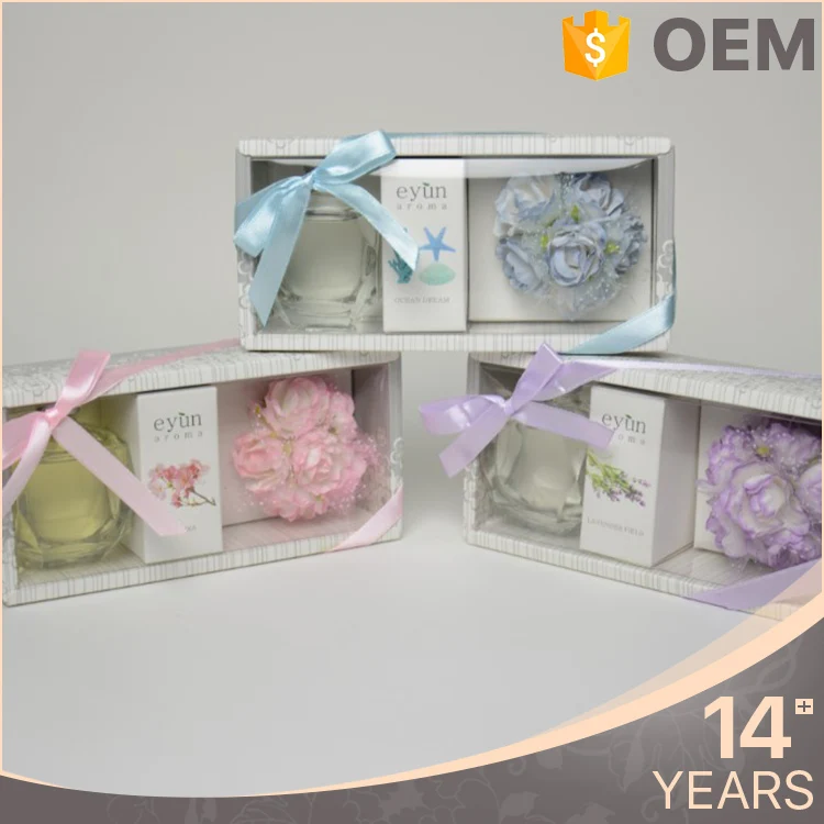 Eyun Room Scent Glass Bottle Reed Diffuser Stick with Flower Packaging/ Rose Aroma Reed Diffuser