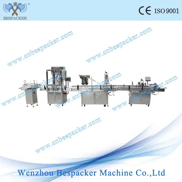 Автоматическая бутылка наполнения, укупорки и этикетирования производственной линии