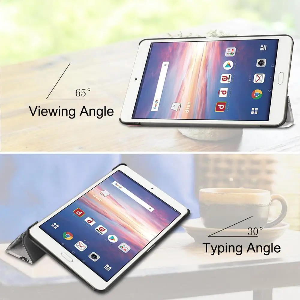 Pu Leather Smart Case Cover For Huawei docomo dtab Compact d-02K 2018 8.0 Tablet