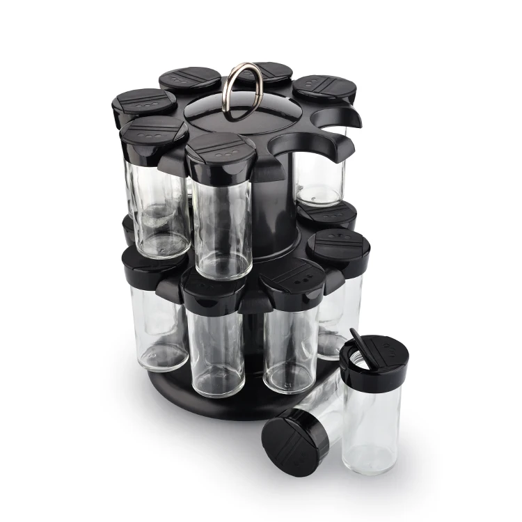 Kitchen & tabletop 16pcs Double-layer Rotary Plastic Spice Rack Sets With Spice jar