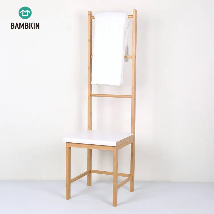 
FSC approved BAMBKIN Bamboo bathroom furniture white bathroom towel hanging chair 