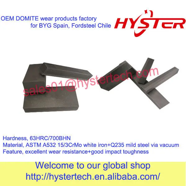 700BHN HIGH WEAR RESISTANCE chromium cast iron wear parts with low alloyed impact resistant steel for crusher wear protection
