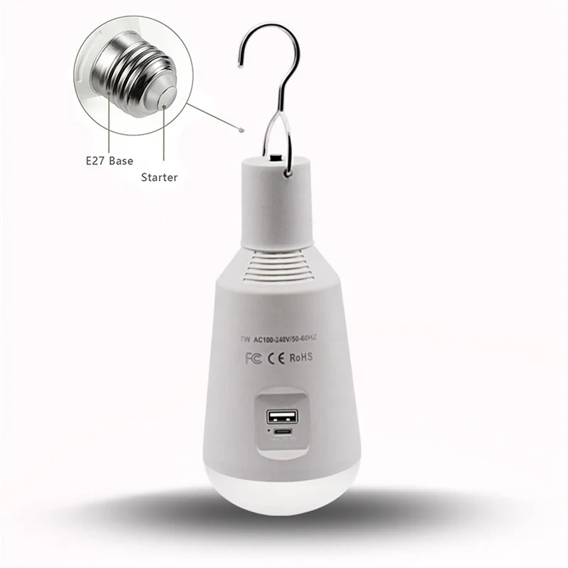 7W E27 E26 Cheapest Wireless Led Lamp Camera 360 Degree Rechargeable Bulb Smart Power Bank Security Solar Emergency Light Bulb