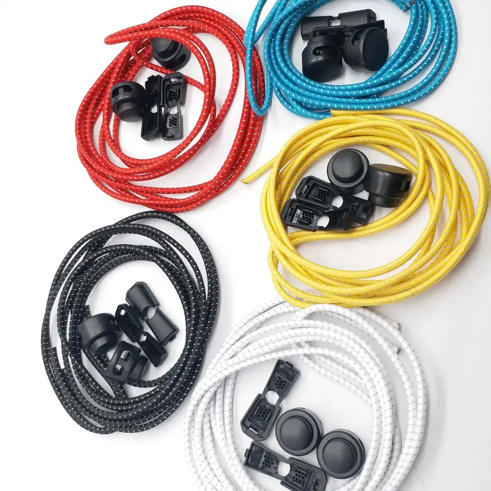 High quality 3mm color reflective lock shoe laces with custom logo printed