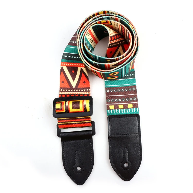 Wholesale High Quality Ethical Polyester Acoustic Custom Guitar Strap with PU Leather End