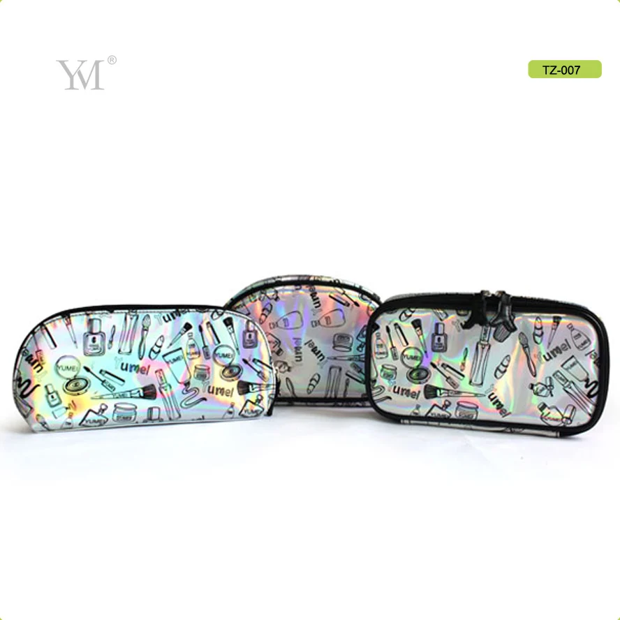 
Factory direct wholesale protective exw price in usd custom logo shiny laser pvc leather cosmetic travel bag 