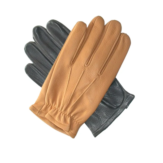 Оптовая продажа, мужские зимние кожаные перчатки для вождения из натуральной кожи оленя