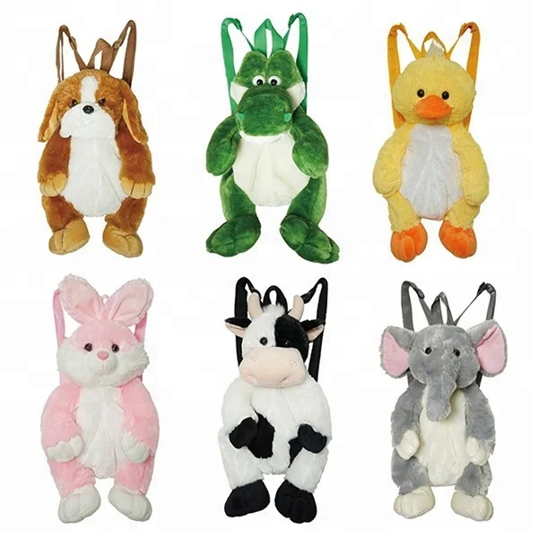 ICTI Standard Soft Plush Toy Yellow Duck Kids Backpack School Bag For Girl Fashion Custom 3D Cartoon Stuffed Zoo Animal Backpack