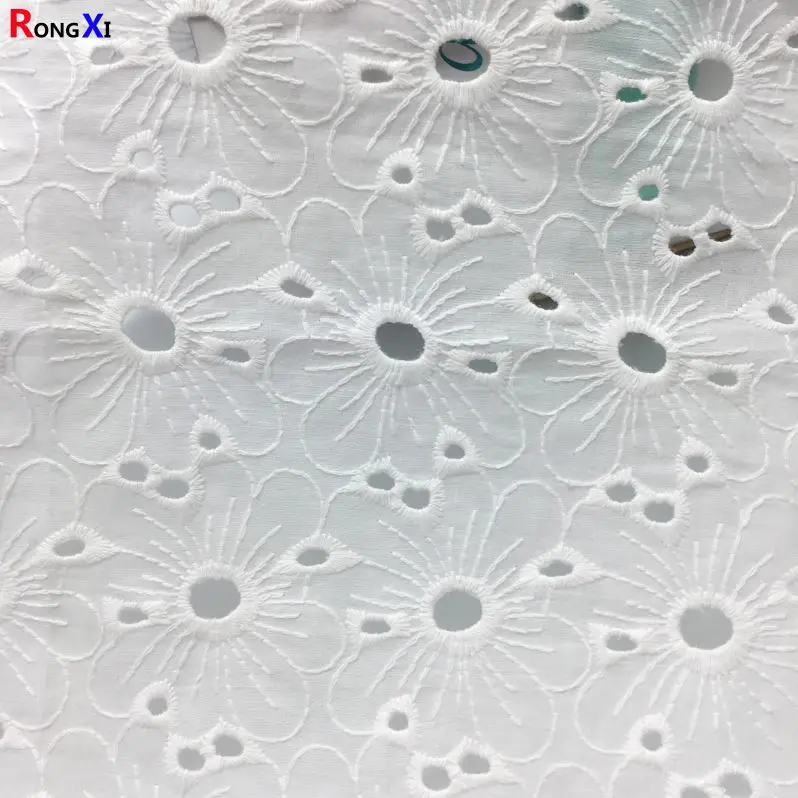 Бренд RXF0561, новая хлопковая рубашка для девочек, кружевная ткань с цветочной вышивкой