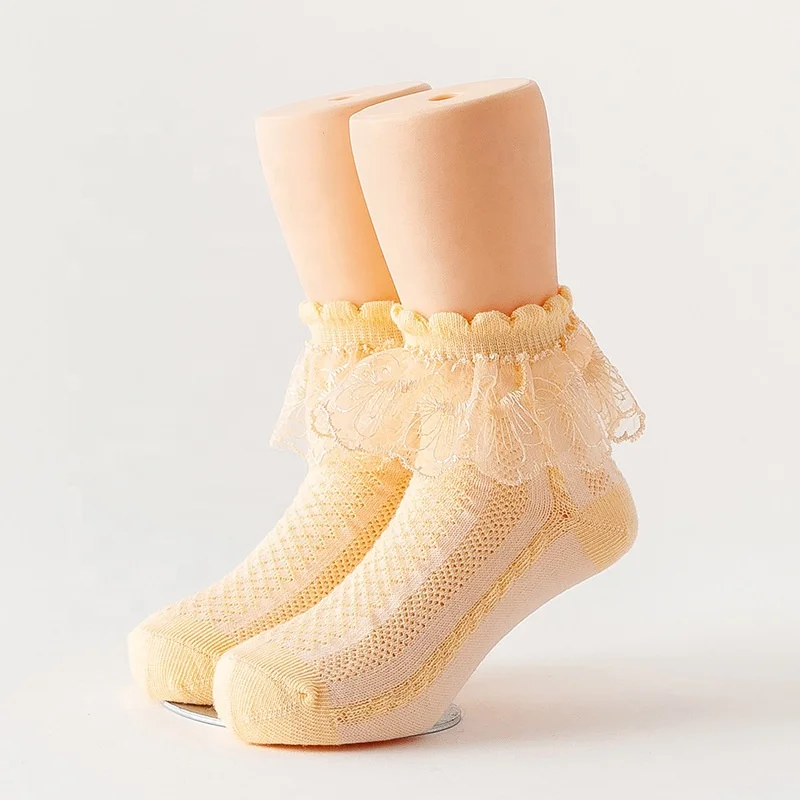 KANGYI India free shipping Promotion kids cotton thin with soft lace princess socks for children