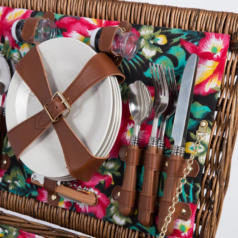 Fancy Lining Cloth Weaving Willow Rattan Square Box Food Storage Suitcase Beach Picnic Wicker Hanging Fruit Baskets In Bulk