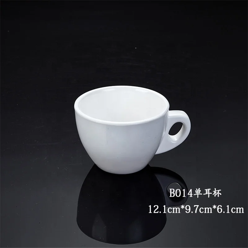 
Hot Sales Melamine Cups Wholesale Cheap Hotel Unbreakable 200ml Tea Cups White melamine cup with handle 
