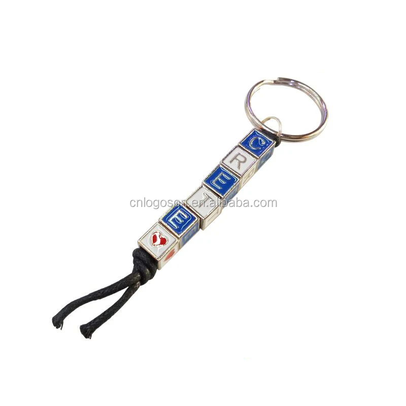 Souvenir Italy Dice Custom Metal Italian Beaded Keychain Letters Keyring