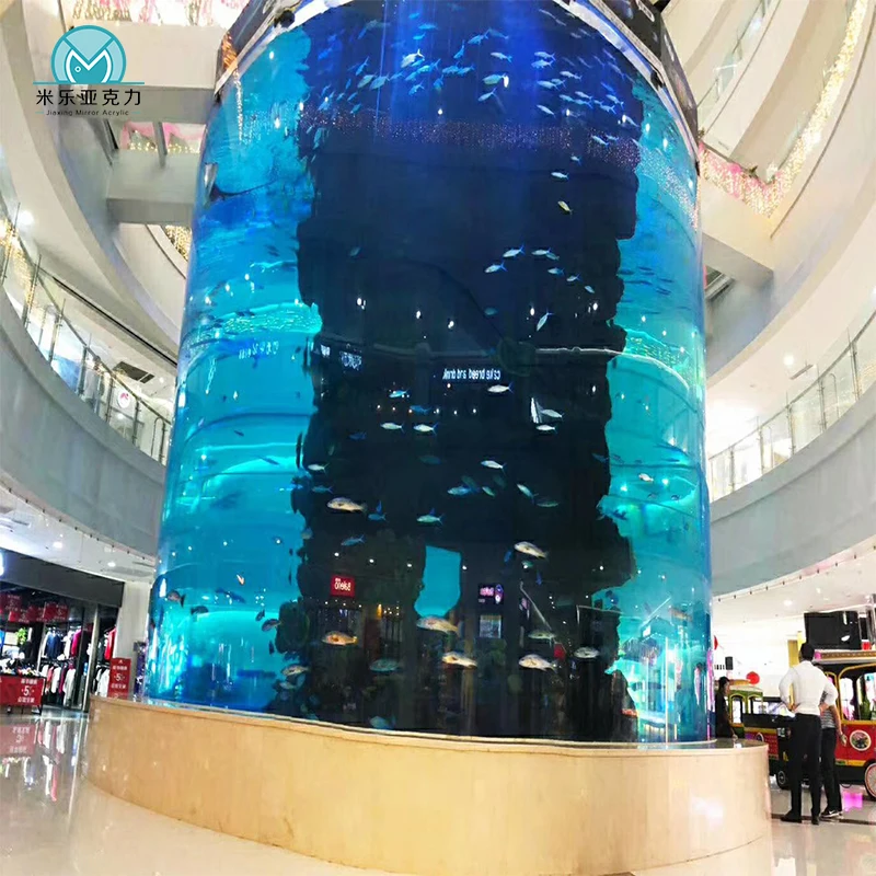 Low price direct selling transparent cylinder aquarium round glass fish tank