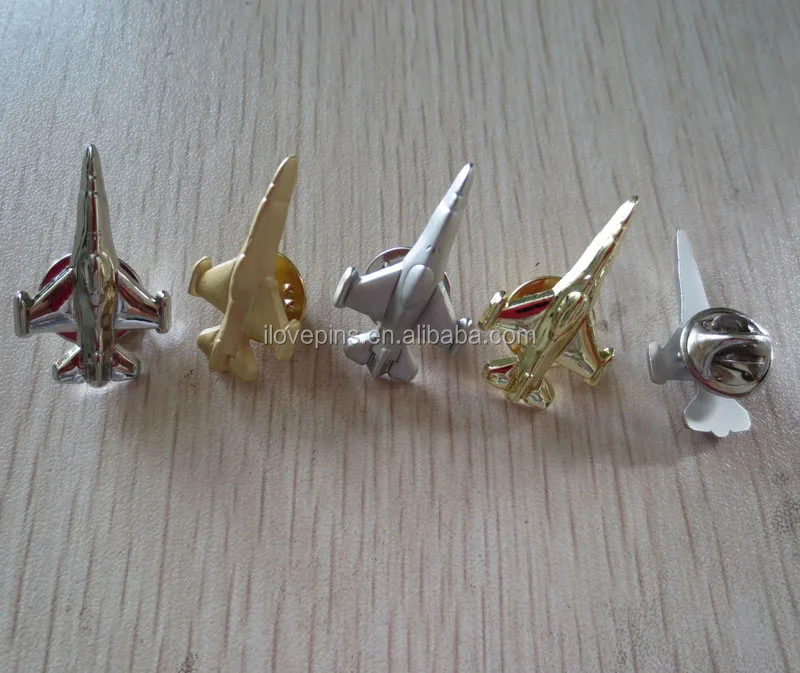 gold/silver plating 3d airplane badge for souvenir