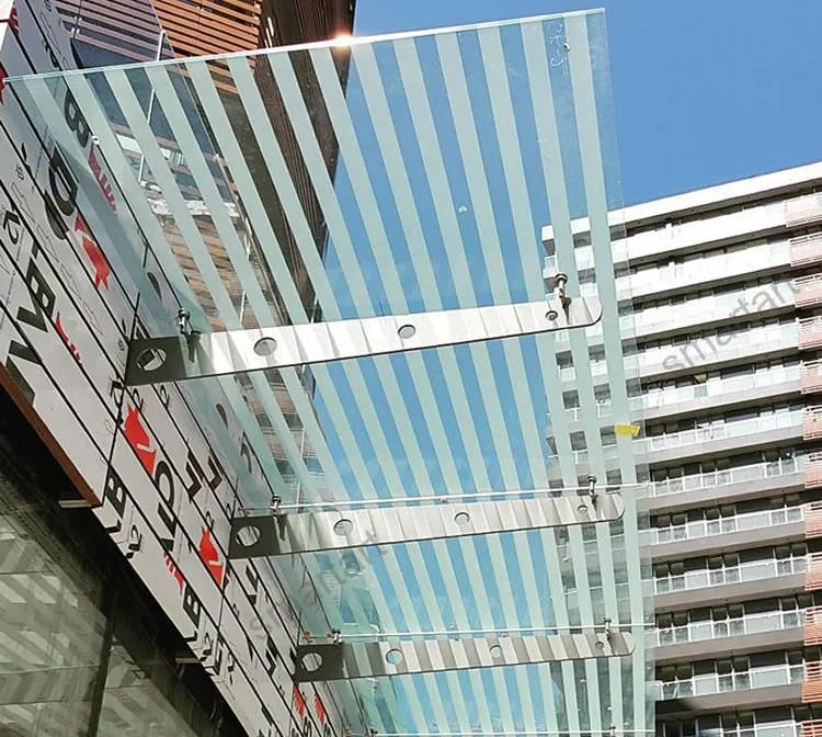 
customized Wholesale frameless glass canopy with steel bracket glass pergola roof 