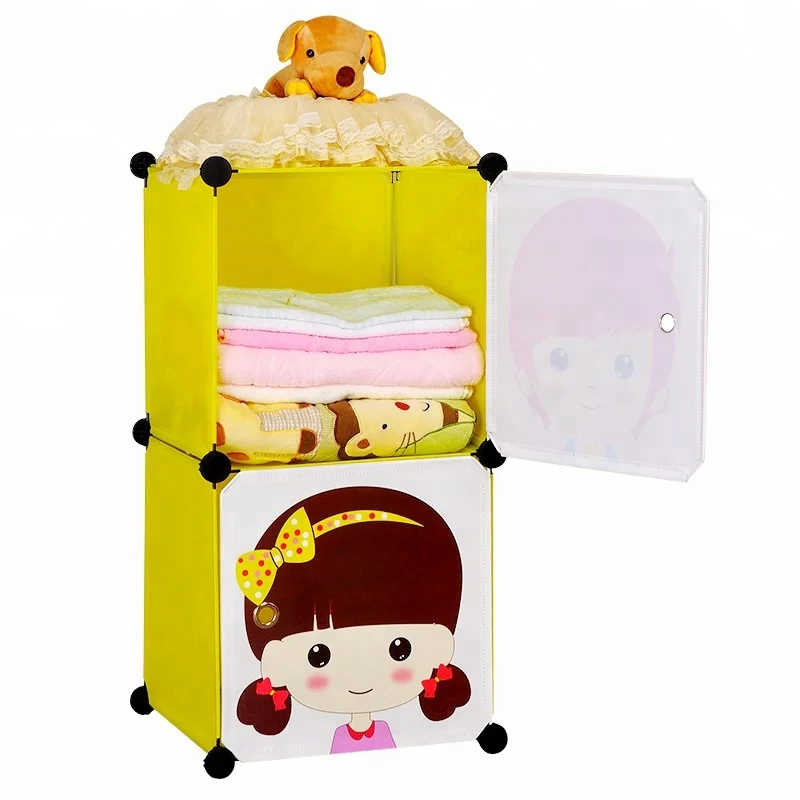 
Cartoon door Freestanding ABS Plastic diy folding cupboard baby wardrobe cupboard baby Dust seal wardrobe 