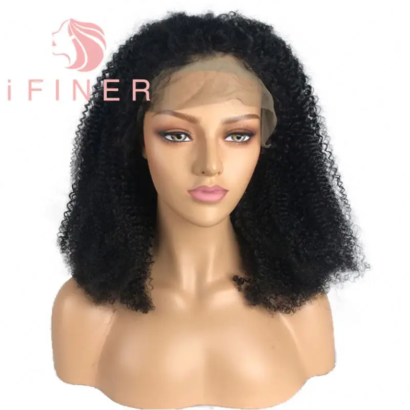 iFiner Qingdao Blueforest High Quality 14 Inch Small Kinky Curly Full Lace Wig With Human Hair In Malaysia Kuala Lumpur
