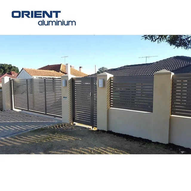 black horizontal aluminum fence