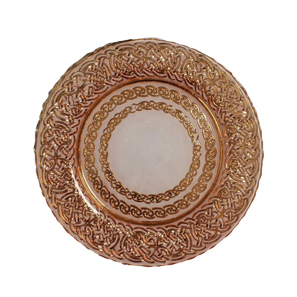 European wedding coloured glass charger plates  round white and gold  plastic glass charger plates