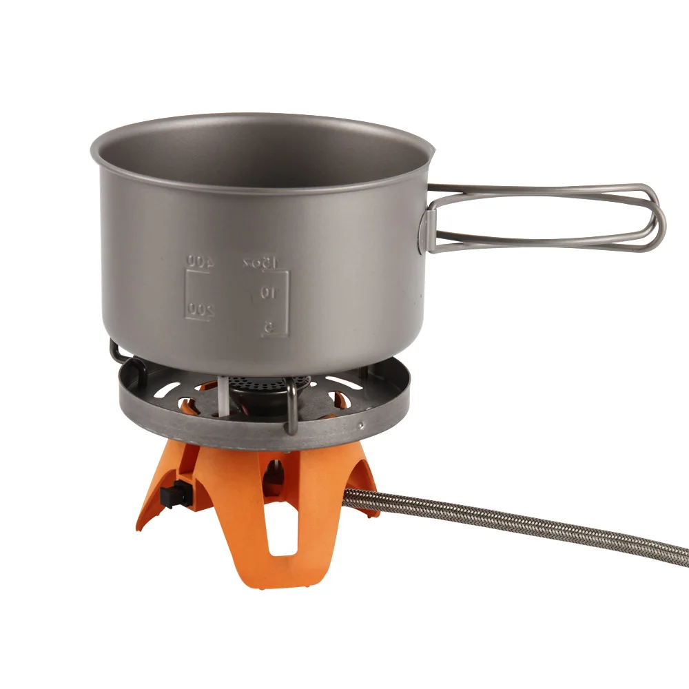 Outdoor Camping Hiking Split Type Gas Stove Burner Set with 1400ml Aluminum Pot, Backpacking Personal Cooking System Compact OEM