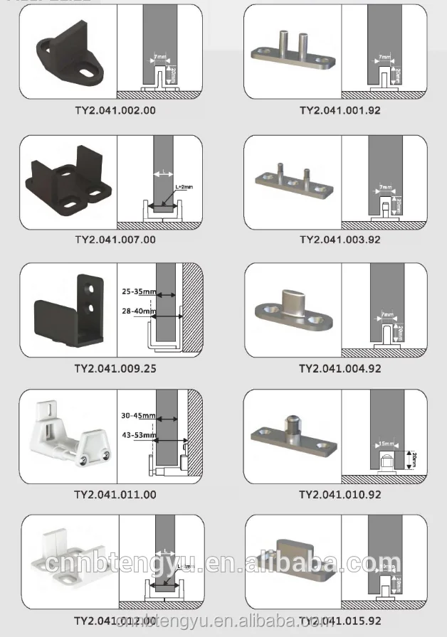 black coated roller hardware barn door floor guide Adjustable with Accessories