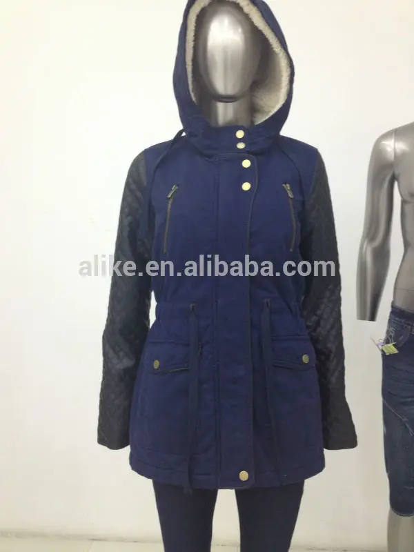 зимние куртки для девочек 2014 новый дизайн pu рукав парка