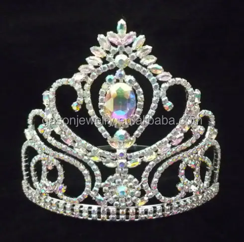 Free Customized All Sizes Beauty Ab Crystal Pageant Bridal Crowns Wedding Princess Queen Winner Tiaras