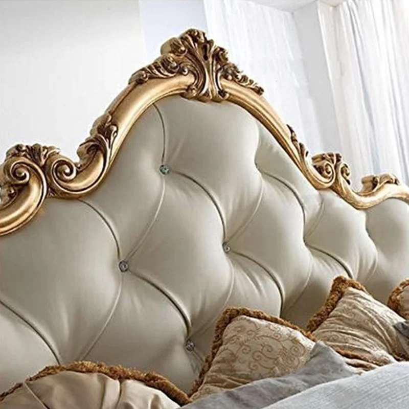 1.8m American style Romantic  Princess bed in  Solid Wood Leather new classical  royal luxury 5 star hotel furniture