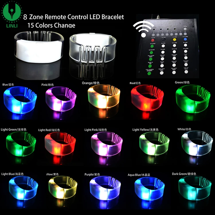 Custom Vocal Concert Party Sound Activated Led Bracelet, Remote Controlled Led Bracelet