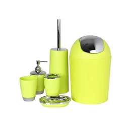 Plastic Six Pieces Bathroom Accessories Set with Toothbrush Holder Manufacturer Hotel Luxury 1PC/PE, 1set/white Box or Color Box