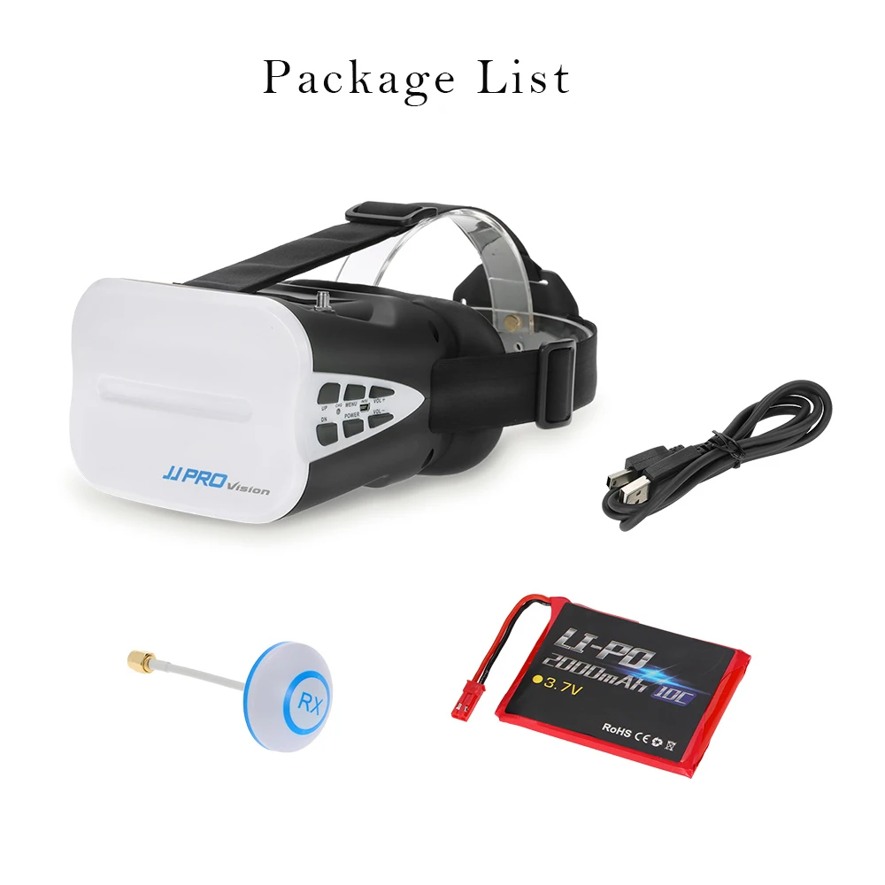 
JJPRO F01 64CH 5.8G Full Band 640X480 WVGA 5 Inch FPV Goggles VR Headset with Battery For JJRC H6D H8D H11D JJPRO P175 P200 