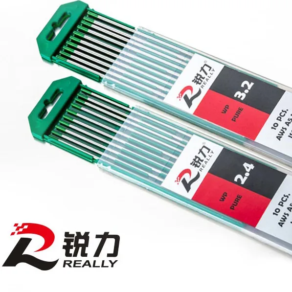 Pure Tungsten Electrodo 3/32' x 7' (Green WP)10-Pack