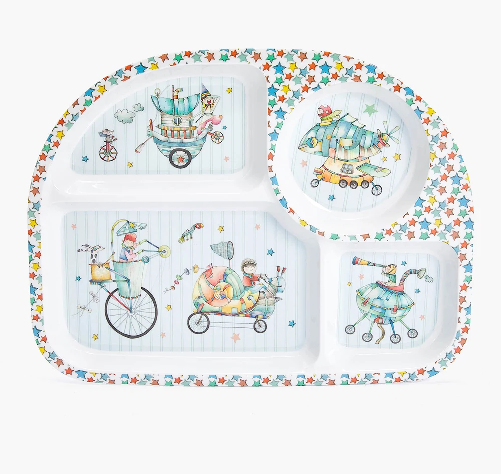 
Durable Eco-Friendly Dishwasher Safe Great Quality Children Melamine 3 Compartment Dinner Tray 