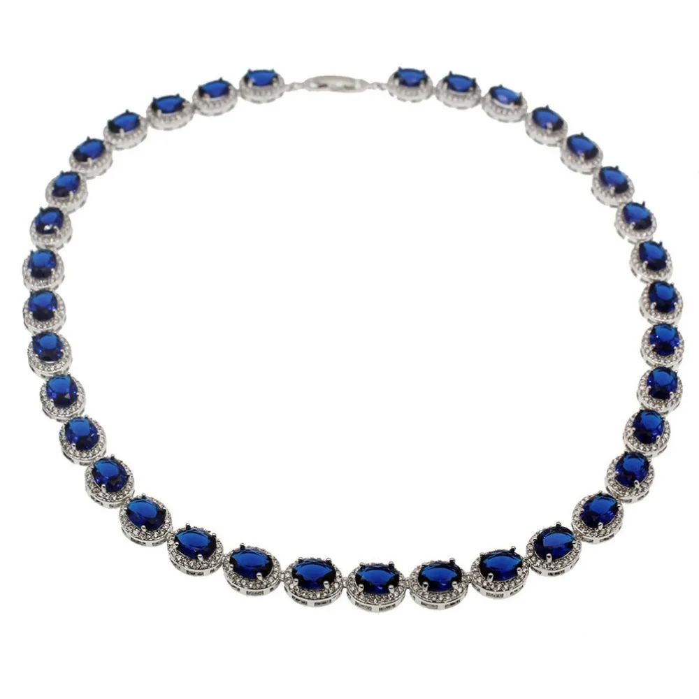 
Hermosa Wholesale 925 Silver Plated Jewelry Necklace Sapphire Ruby Emerald White Topaz Necklace Gifts 
