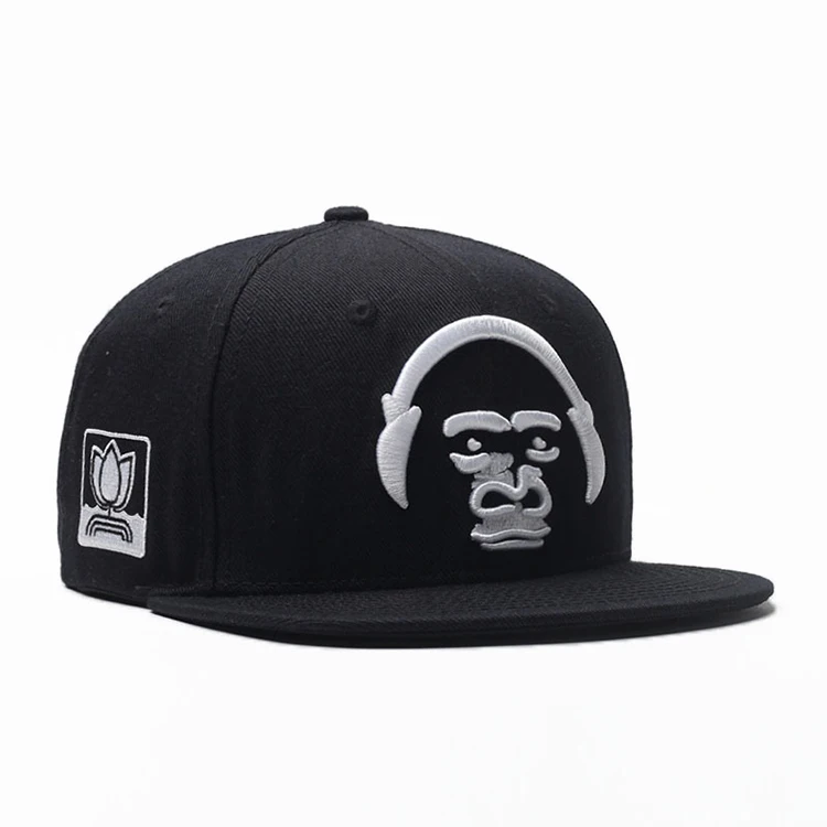 Custom 3d puff embroidery cheap black 6-panel waterproof hip hop snapback dad hat