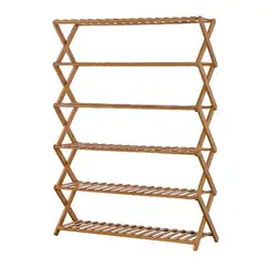 Flower Stand Multi-Tier Bamboo Flower Foldable Rack Indoor and Outdoor Flower Pot Shelf